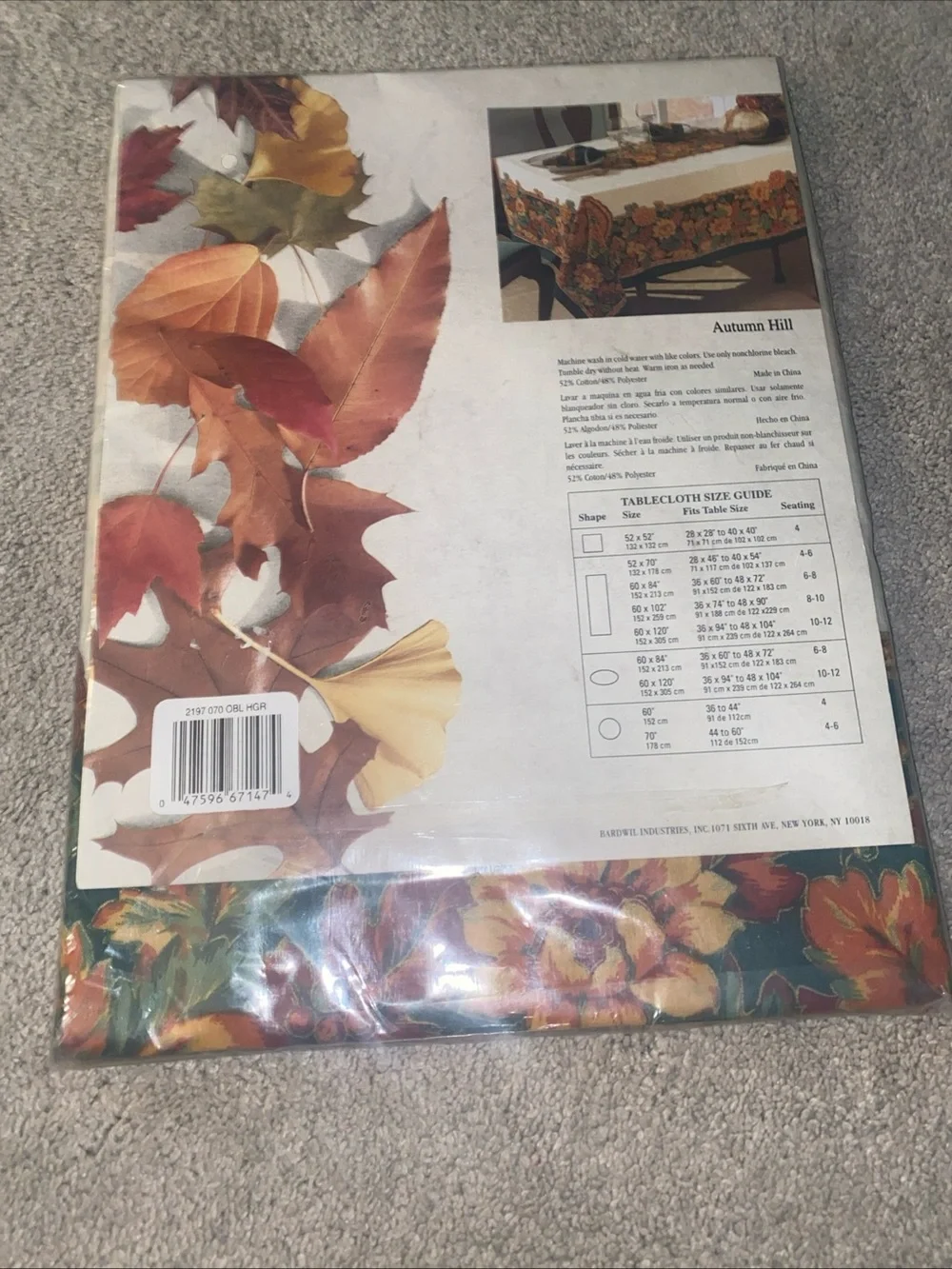 Bardwil‎ Seasons Turkey Thanksgiving VTG Tablecloth 52”x70” Oblong Autumn Hill
